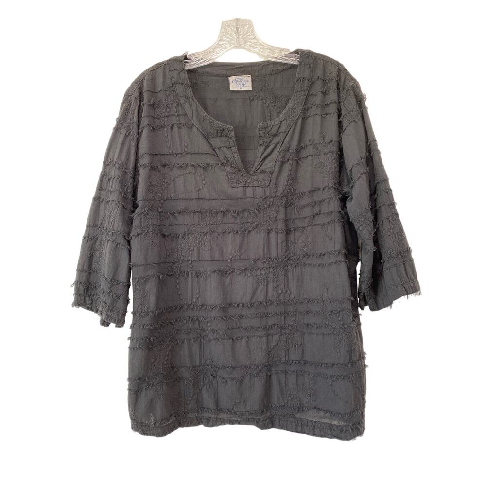 Cottonseed Casual Wear Shaggy Tunic Top Size S Cotton Pre-Shrunk USA‎ Boho Black